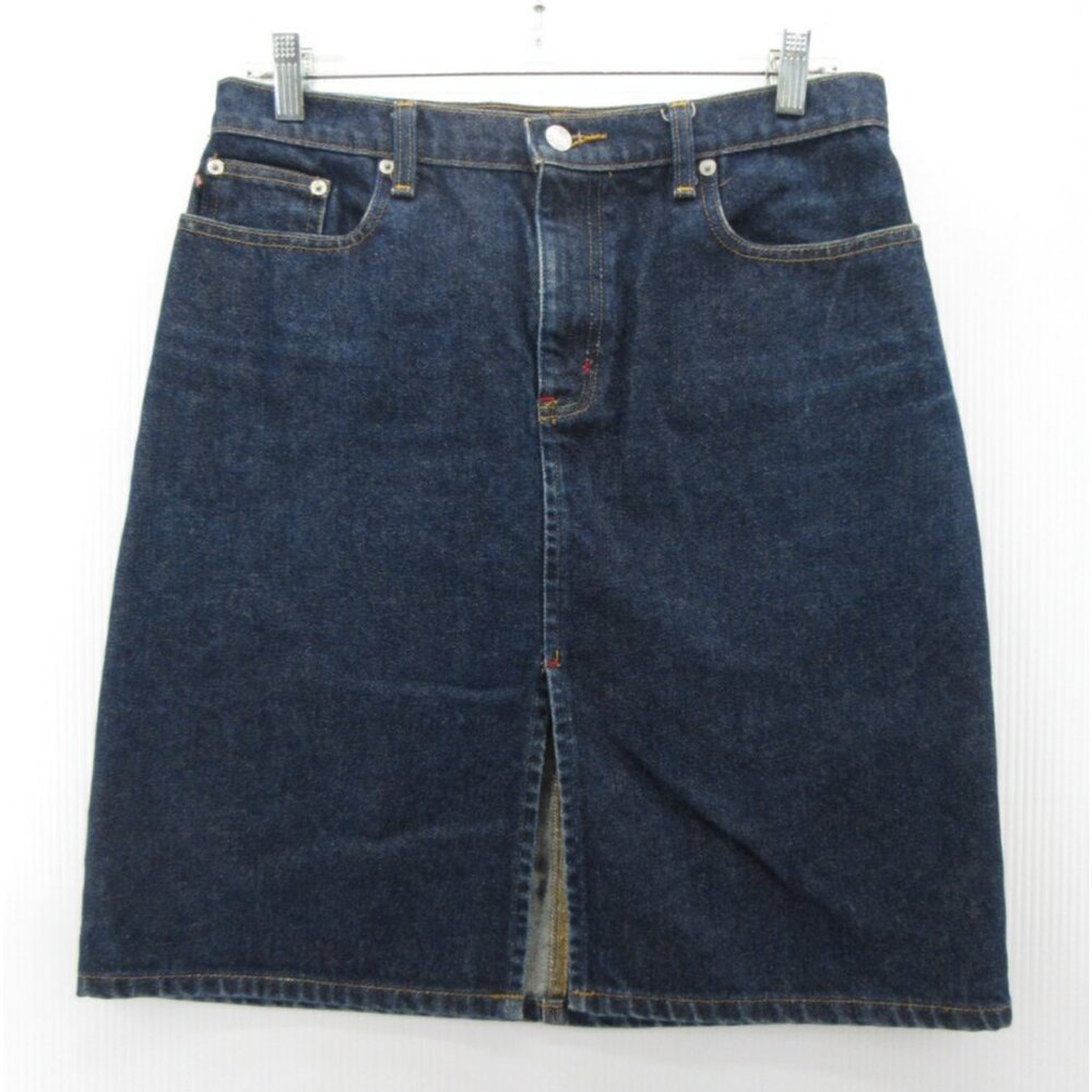 Vtg - Ralph LAUREN Dark Blue Denim Knee-Length Skirt Size 6